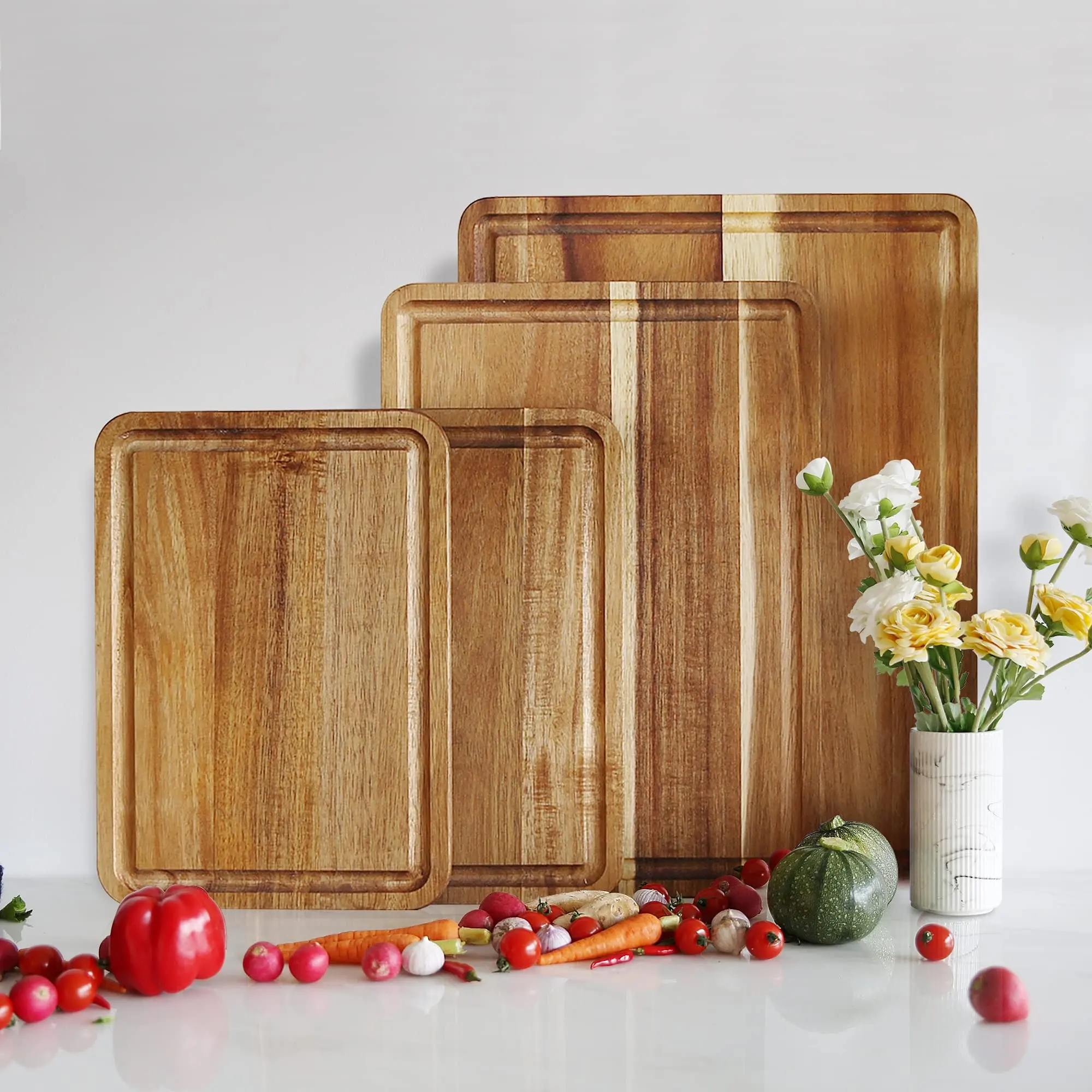 Customized Wholesale accacia wooden cutting board solid wood acacia wood bread cutting board