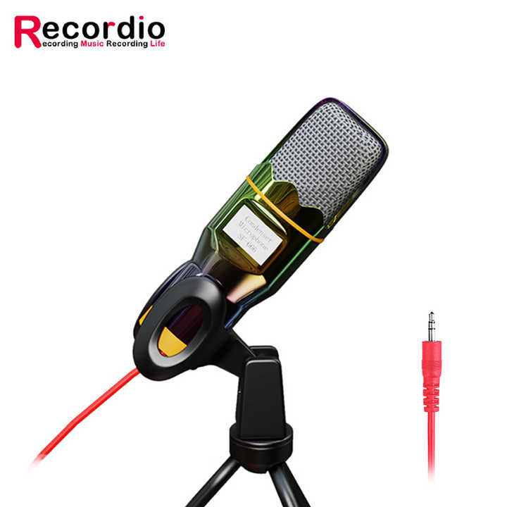 GAM-666 Professional Desktop Condenser Microphone 3.5mm Jack Wired Sound Stereo Mic With Stand Tripod For Desktop PC Live Sing
