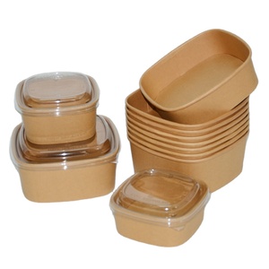 Customizable Kraft <strong>Paper</strong> <strong>Container</strong> Single Use 500 ml 650 ml 1000 ml and 1320 ml square Salad <strong>Paper</strong> Box Bowl with <strong>Paper</strong> or Plasti - Product Image 1