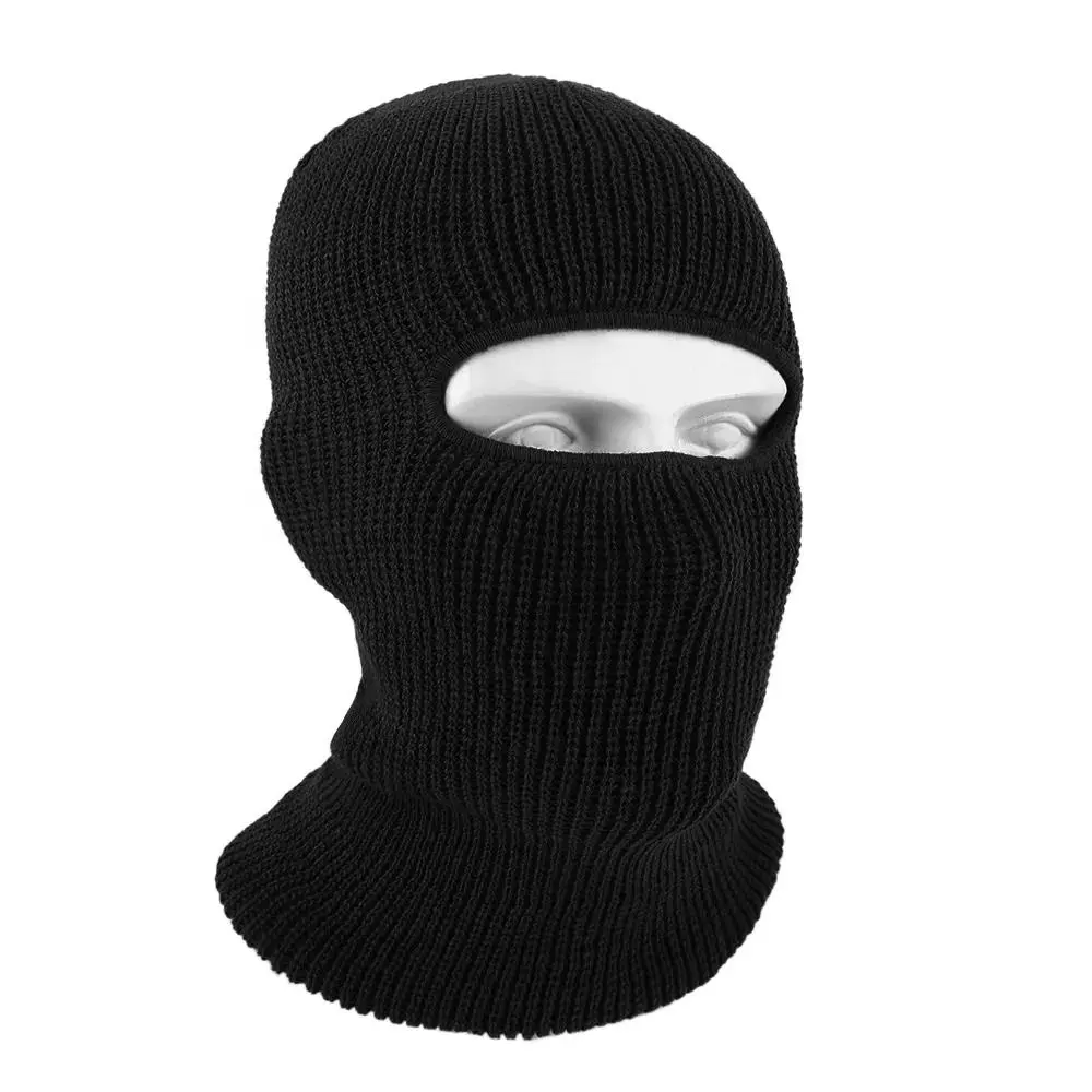 यूनिसेक्स सर्दियों लोकप्रिय गर्म पूर्ण चेहरे को कवर एक्रिलिक मुखौटा हुड OEM ODM थोक लोगो कस्टम लोचदार पुरुषों और महिलाओं Beanie बुना हुआ टोपी