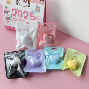 Nhựa hình trái tim rỗng mỹ phẩm trường hợp Lip Balm container dễ thương bột với Keychain và túi nhựa - Product Image 6