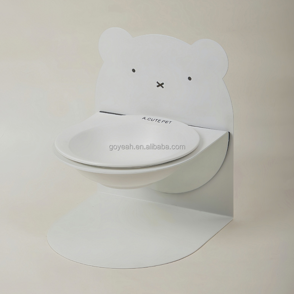 Bol en céramique blanche avec support ours blanc