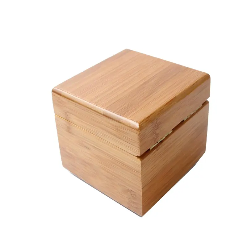 Caja de reloj individual única de color natural de bambú con logotipo personalizado, caja de regalo de reloj de madera, caja de embalaje de madera para reloj individual