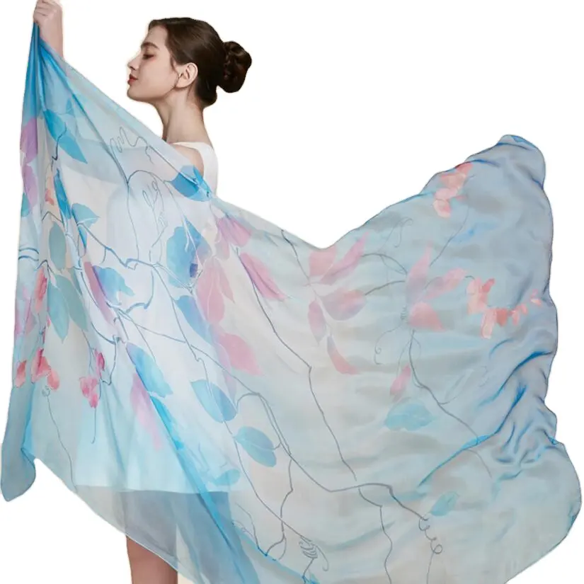 2022 новый популярный дешевый индивидуальный модный брендовый Стиль Шелковый шифон индивидуальный дизайн шаль шарф