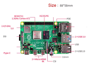 Placa DE DESARROLLO Raspberry Pi 4 Modelo B original 1G/2G/4G/8G RAM 64 bits 1,5 GHz Quad-Core CPU compatible con WIFI para Bluetooth 5,0