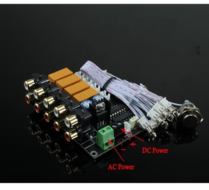 AC/DC <strong>4</strong> <strong>input</strong> <strong>1</strong> <strong>output</strong> Audio <strong>Input</strong> Signal Selector Relay Board Stereo Signal Switching Amplifier Board RCA For Speakers
