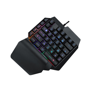 Teclado con cable USB F6 de 39 teclas, teclado ergonómico colorido RGB para juegos, una mano para jugadores, tableta, PC, portátil, F6 - Product Image 1