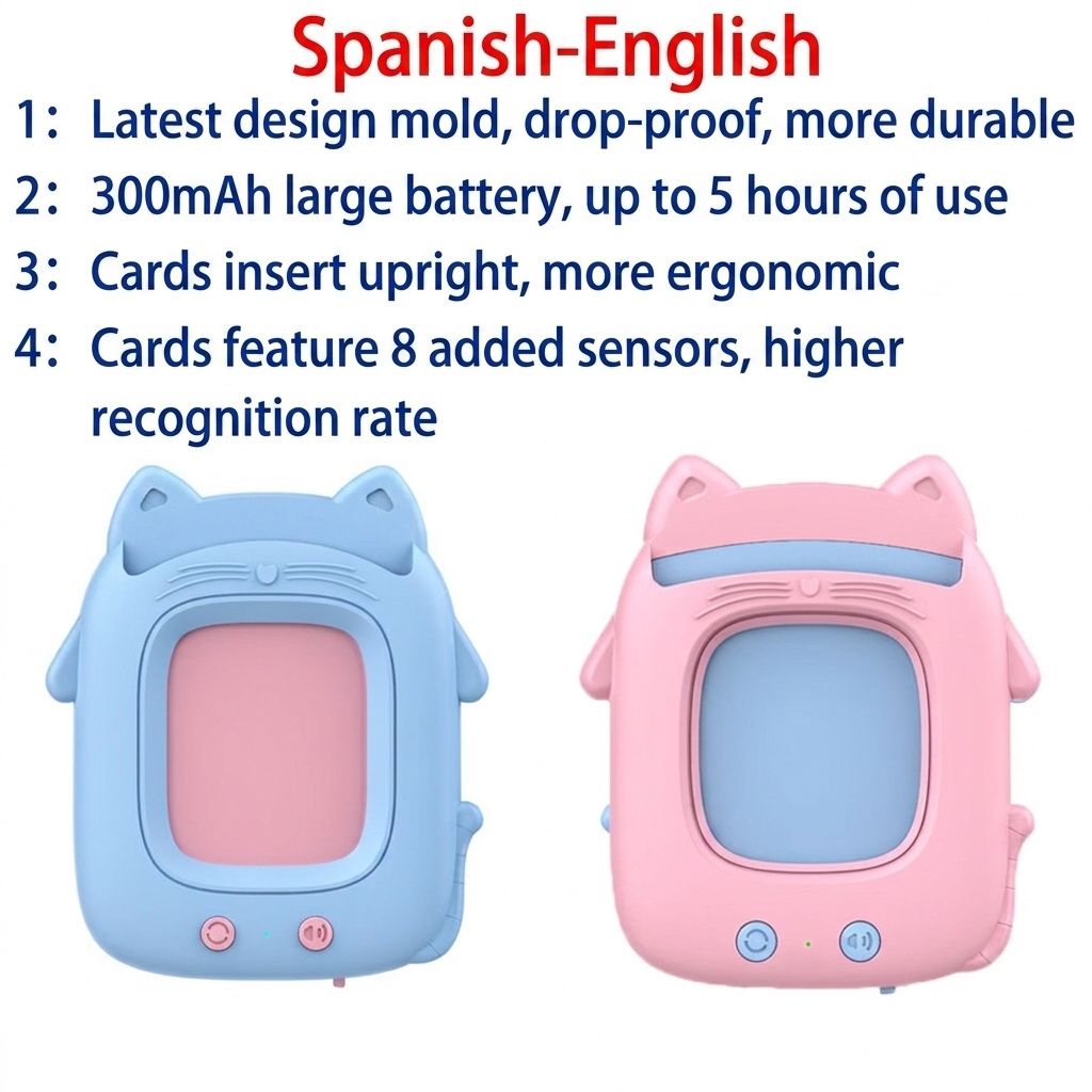 Vertical chat-bleu/rose espagnol-anglais 112 cartes 224 contenus