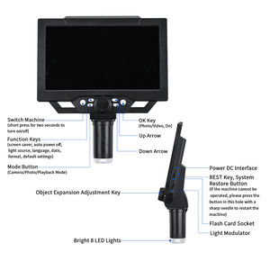 G1600กล้องจุลทรรศน์ดิจิตอลอิเล็กทรอนิกส์12MP 9นิ้วฐานขนาดใหญ่จอแสดงผล LCD 1-1600X ขยายเครื่องมือแว่นขยายอย่างต่อเนื่อง - Product Image 3
