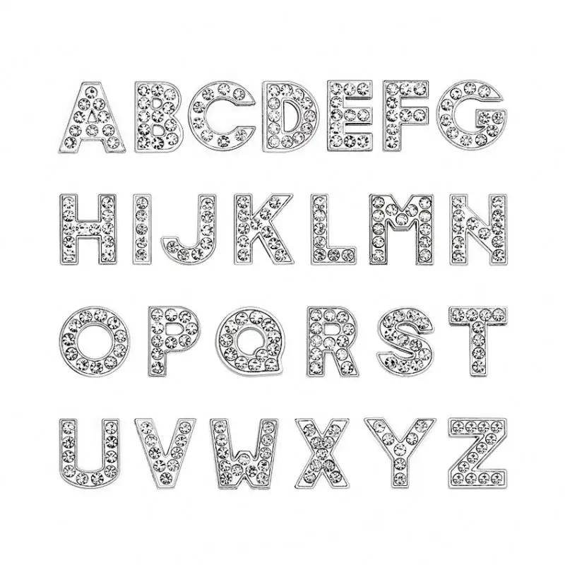 Vendita calda A-Z di colore argento 8mm portaoggetti in metallo lettere alfabetiche simboli alfabeto iniziale lettere fai da te per le donne bracciale