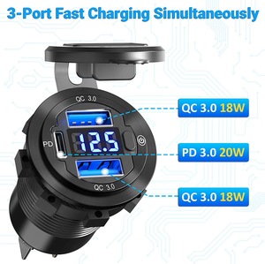 12v汽车充电器插座双快速充电3.0 PD USB C汽车USB端口电压表电源开关DIY船用总线房车充电器 - Product Image 4