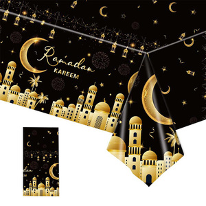 Ramadan Plastic Tablecloth Eid Mubarak Disposable Table Cover Muslim <strong>Happiness</strong> Eid Al-Fitr Table <strong>Cloth</strong> for Ramadan Decorations - Product Image 1