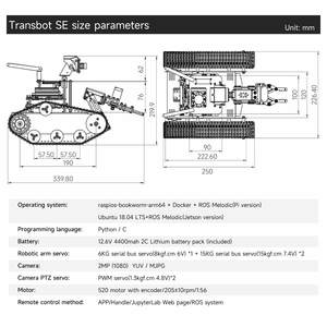 Trans bot SE ROS Robot Car mit Crawler-Struktur kann MoveIt-Simulations design für Jetson Nano B01 und Raspberry Pi 5 realisieren