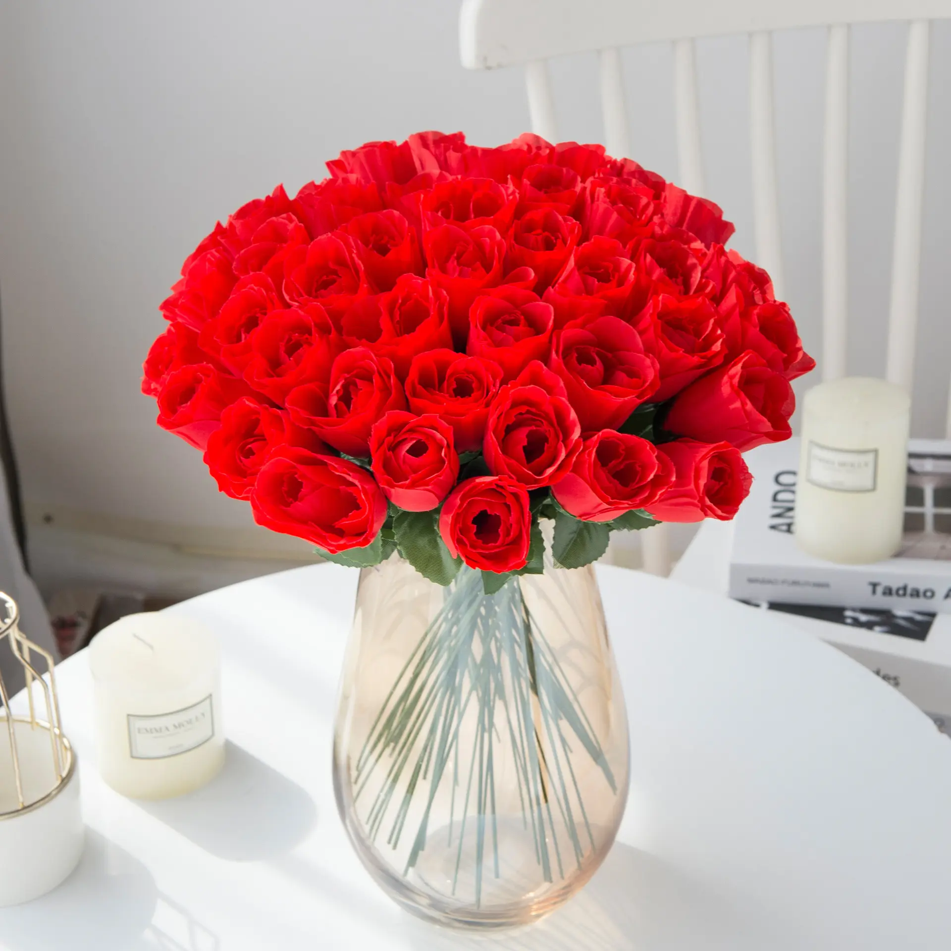 Günstiger Preis Künstliche Rosen Single Stem Rote Seide Künstliche Blumen Rose für Hochzeit Home Decoration