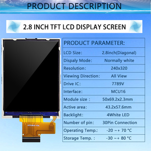 Schermo a colori a 2.8 pollici di risoluzione TFT di 240x320 tutta la direzione MCU 16 bit dell'interfaccia NFP280C-02A pannello di visualizzazione dell'affissione a cristalli liquidi di 30 pin