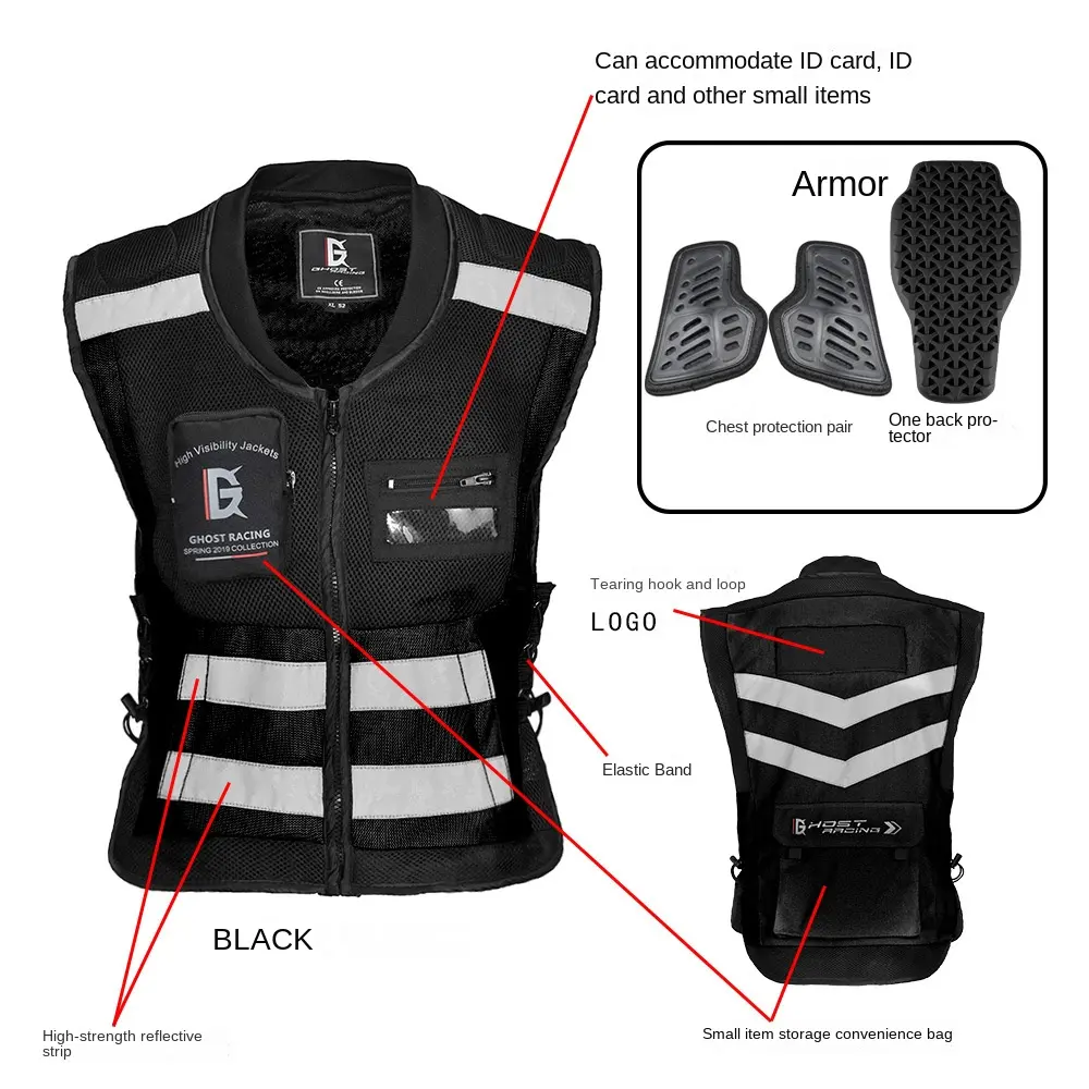 Vêtements d'équitation moto de course gilet tactique moto cavalier de sécurité protection contre les chutes maillot de corps réfléchissant vêtements d'équipe