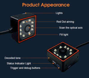 Escáner de código de matriz de datos QR RK360 Lector de código de línea de montaje industrial IP65 1D 2D Escáner de código de barras de montaje fijo - Product Image 4
