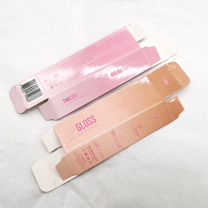 Özel kabartmalı LOGO pembe kozmetik kağit kutu vakıf ruj parlak laminasyon kağit kutu es - Product Image 3