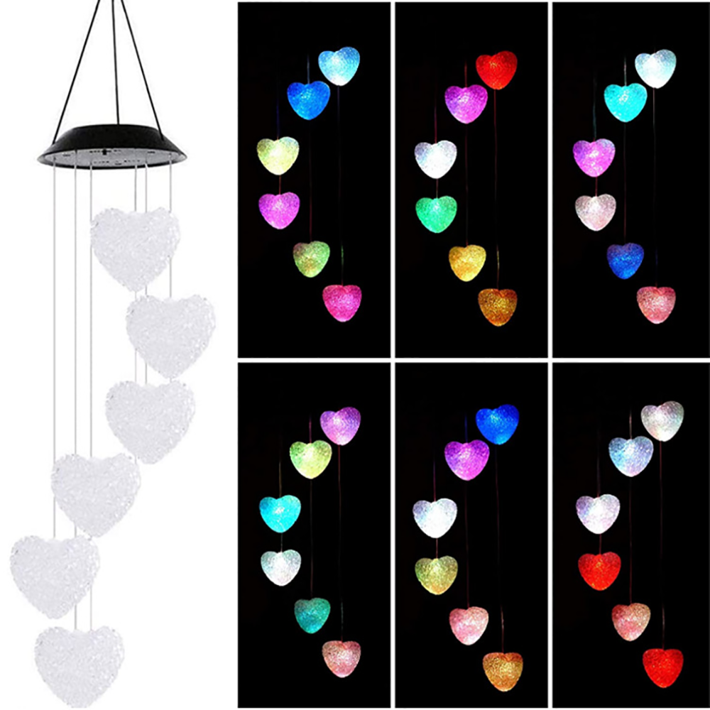 Amour Coeur (Blanc) Vent Carillon Lumière