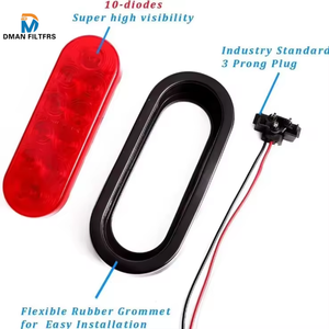 ไฟตัดปะแบบวงรีขนาด6นิ้ว12V สีแดงไฟหยุดเบรคท้ายรถกันน้ำ10หลอดพร้อมสายพ่วง - Product Image 1
