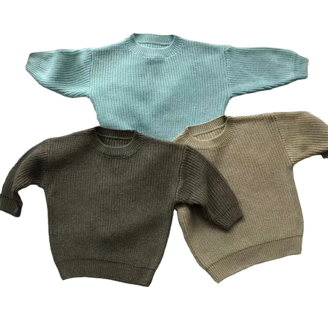Venda quente Soltar Unisex Pullover Chunky Knit Algodão Handmade Baby Sweaters Hoodie
