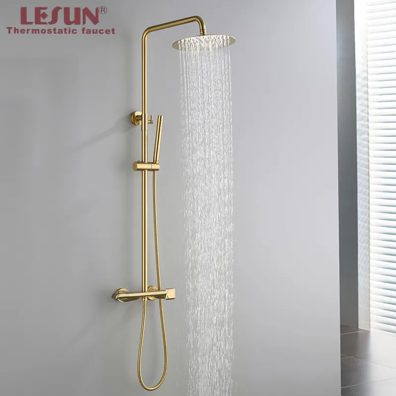 LESUN china fuente de la fábrica de oro latón ducha termostática, toque para cuarto de baño