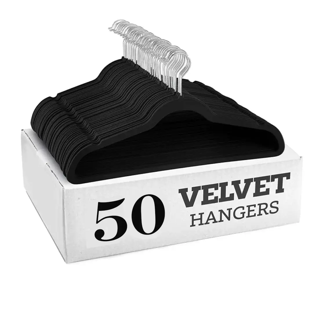 50 комплектов, Нескользящие черные флокированные вешалки perchas ganchos cabide с индивидуальным логотипом, вешалка для одежды, бархатная Вешалка