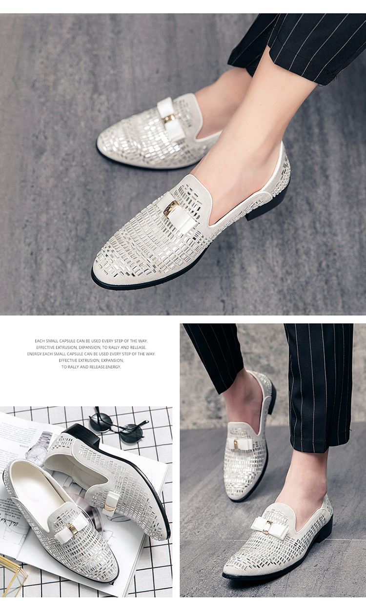 Genuine Leather Glitter Material Comfortable Loafer for Men Blue S219-3421 (STOCK ITEM) 12 PRISTINE