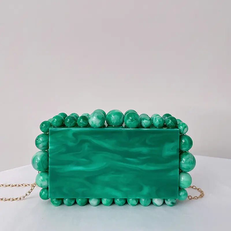 Nuova borsa a tracolla con pochette in acrilico borse da pranzo da donna con perline glitterate