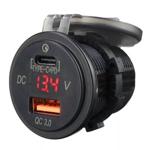 USB Cカーチャージャーソケット45W PDコンセント18W QC3.0充電器12-24V USBシガレットライターソケットLEDボルトメーター付きボートマリン用 - Product Image 4