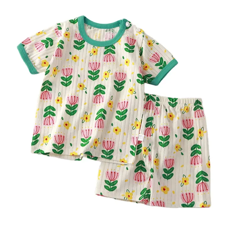 Wholesale summer children's clothing 2 sets T-shirts and shorts casual teen boys and girls clothing sets