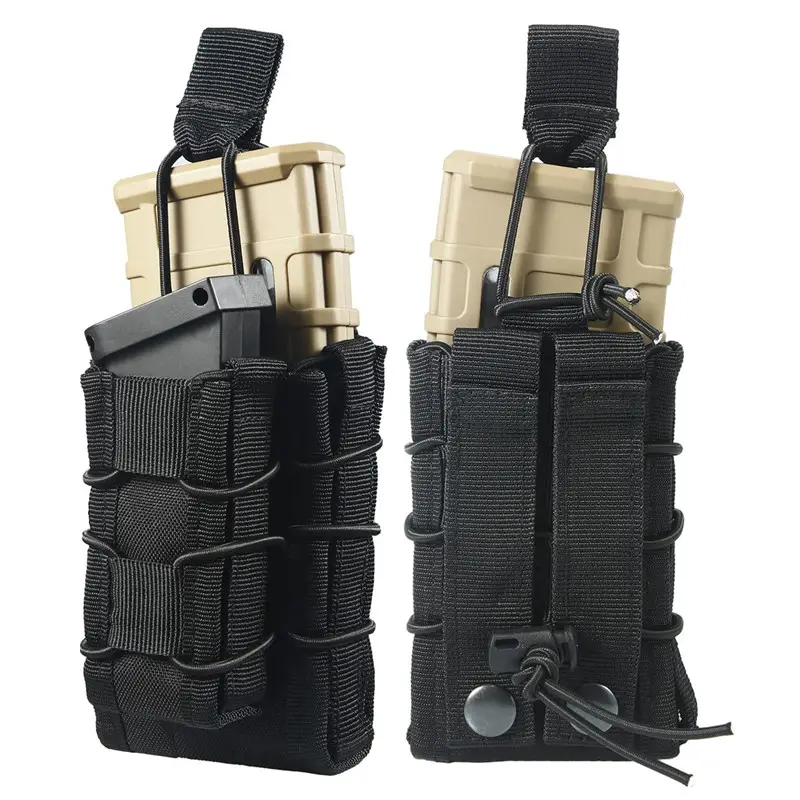 Tactische Dubbellaags Magazijn Pouch 9Mm/.40 Utility Molle Holster 5.56 7.62 Dual Stack Mag Pouch