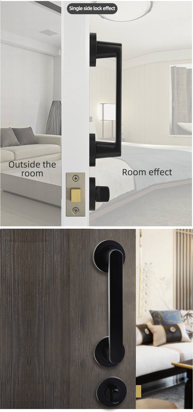 Professional Manufacturer Black Door Handle Zinc Alloy Mortise Lever Door Handle Lock For Indoor