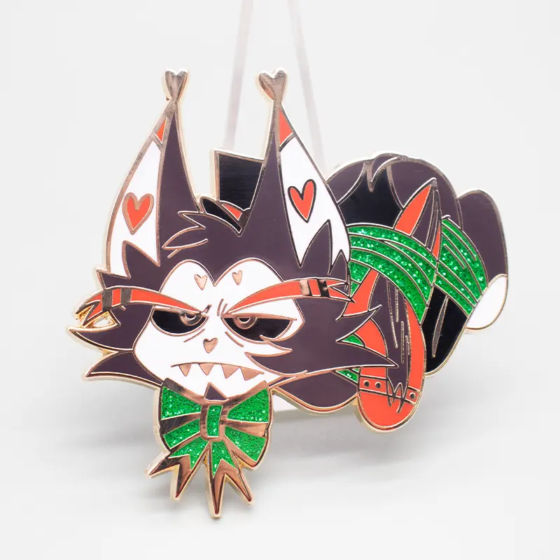 Pin kerah Minimum pembuatan lencana logam lapis emas mawar berkilau kartun Anime lembut keras kustom Pin Enamel