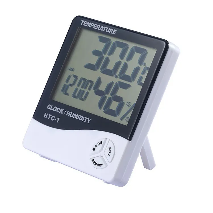 Grande display hygrothermograph orologio di allarme elettronico orologio a buon mercato prezzo di commerci all'ingrosso tester di umidità igrometro orologio