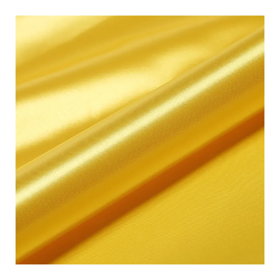 ขายร้อนน้ำหนักเบานุ่มจริงสีเหลืองบริสุทธิ์ผ้าไหมซาตินผ้ายืดสำหรับชุดนอนหรูหรา