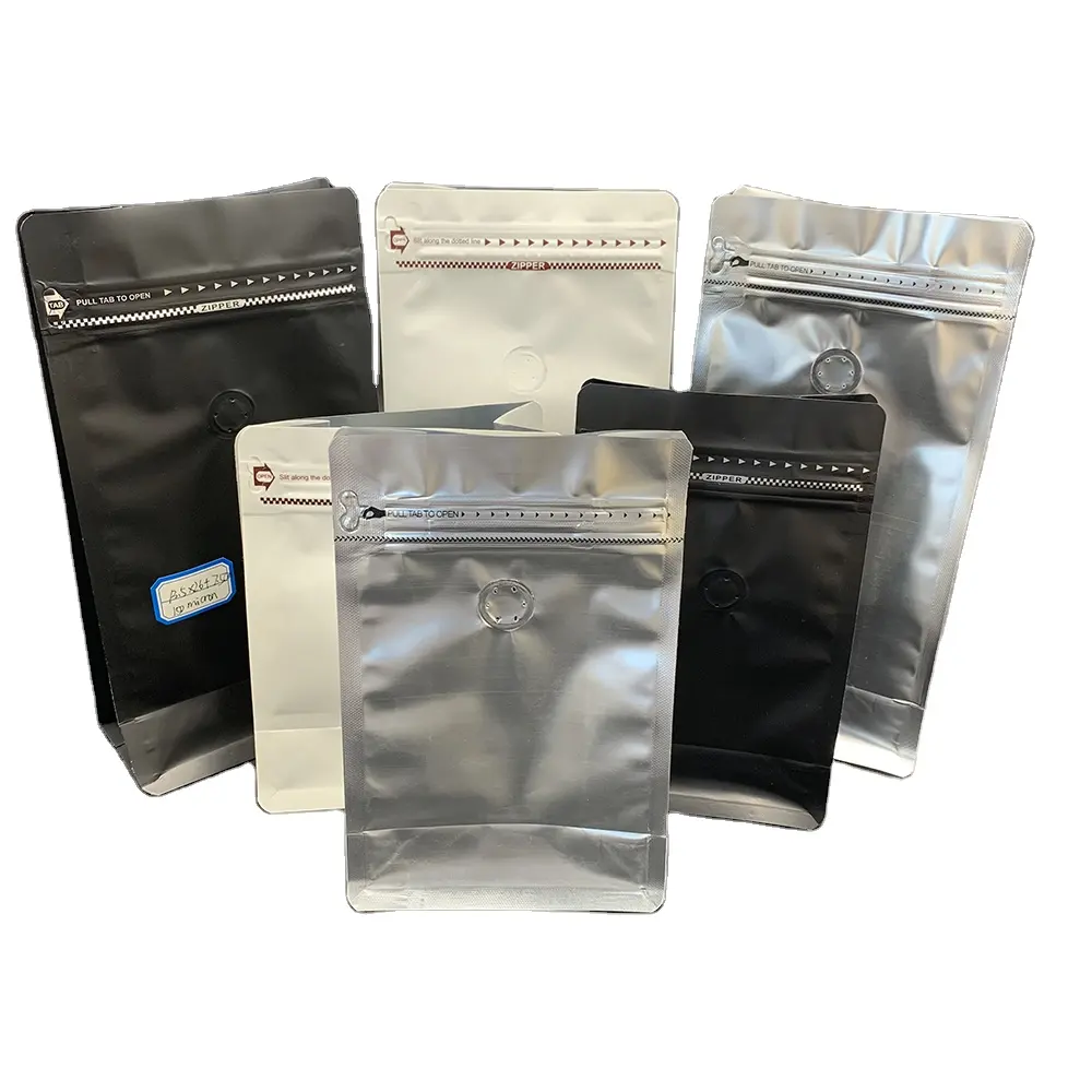 Chia Seeds-bolsas de plástico transparente, bolsas de embalaje de café con impresión, respetuosas con el medio ambiente, negro mate