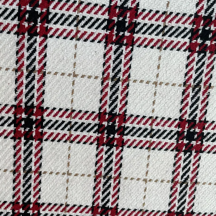 Tela de tweed tejida de mezcla de lana y poliéster, diseño clásico a cuadros, venta al por mayor