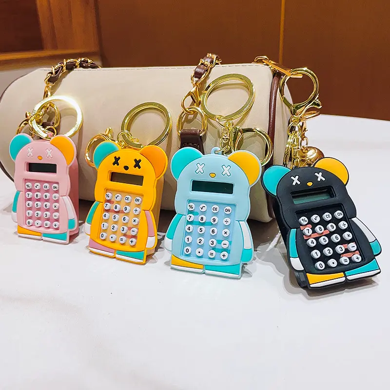 Promoção Presente Mini Bear Digit Calculator Portátil Cute Calculator Display Cartoon Calculadora Criativa Keychain Pocket Size 8