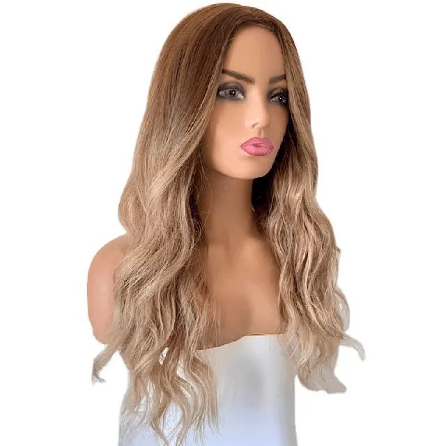 Newlook peruca feminina extra longa, feita de alta qualidade, resistente ao calor, sintética e pele, com detalhe de franja