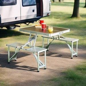 Hiện Đại Ngoài Trời Nhôm Bàn Ghế Đặt Di Động Gấp Dã Ngoại Đồ Nội Thất Cho Cắm Trại Ăn Uống Công Viên Trường Ngoài Trời Di Động - Product Image 2
