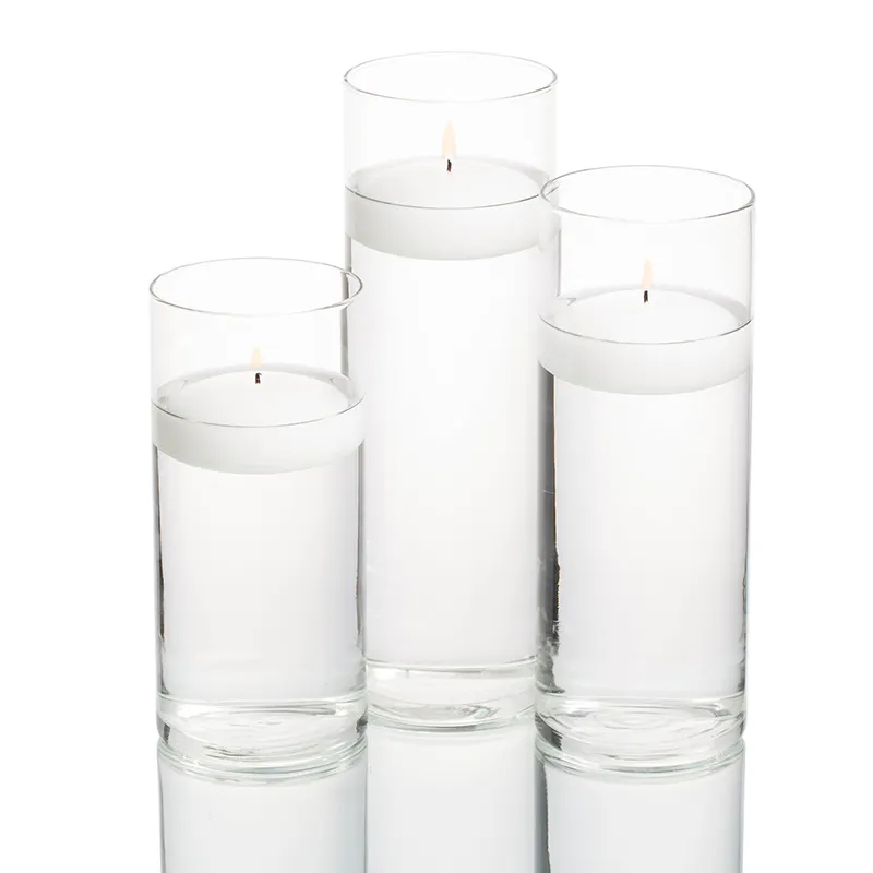 Cilindro para velas flotantes, vidrio cortado a mano, clásico, votivo, religioso, venta al por mayor