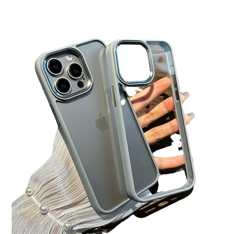 For iPhone 15 Case Metal Primary Color Camera Case for iPhone 15 Transparent Anti Drop Back Phone Cover for 15 Pro Max