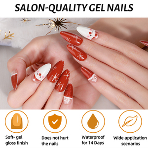 Giáng sinh mùa thu mùa đông móng tay màu đỏ Bohemian Tuần Lộc CHA giáng sinh tự dính UV miễn phí gel móng tay kết thúc tốt đẹp dán - Product Image 2