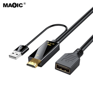 新的HDMI至DP，带USB电源适配器电缆4K 60hz高清显示端口DP至HDMI电缆转换器适配器 - Product Image 1