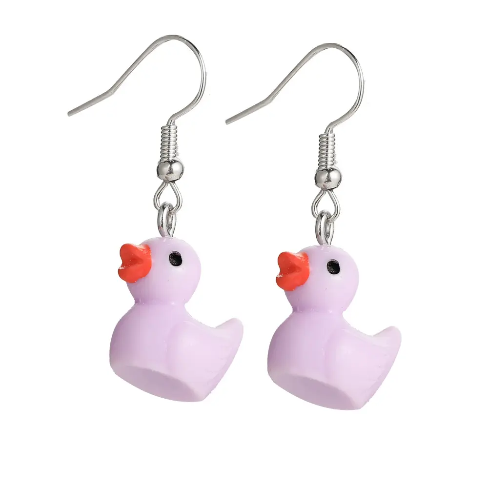 Cute Dainty Plastic Acrylic Animal Duck Dangle Earrings for kid women girl