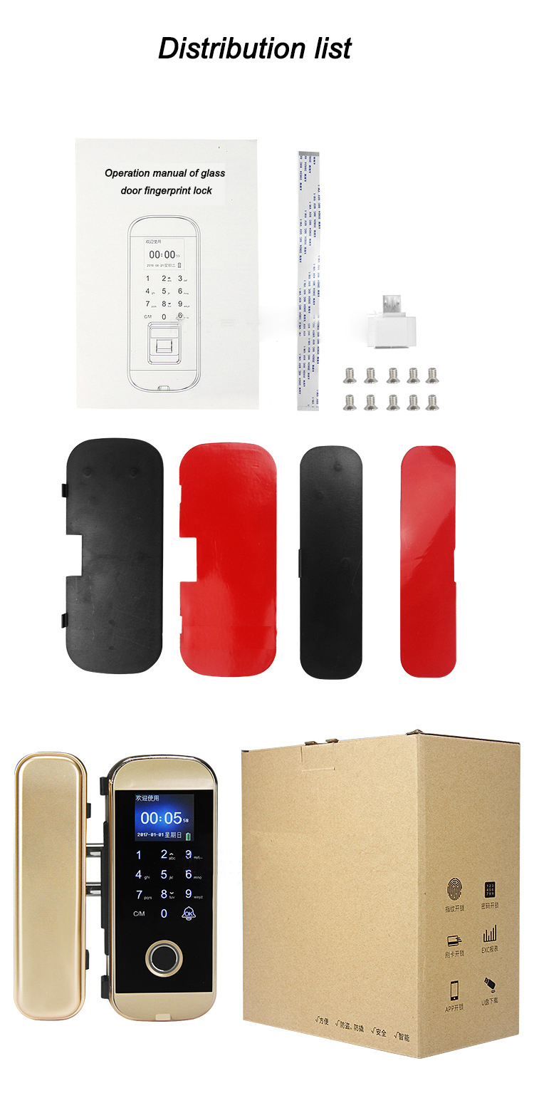 Smart glass door fingerprint lock password APP digital data entry from home lock 2022 digital lock guangdong candado inteligente