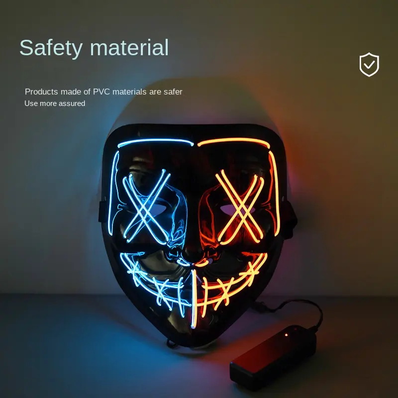 Decoraciones de Halloween Light up DJ Party Neon Viaduct Carnival LED Party Mask V-face bicolor