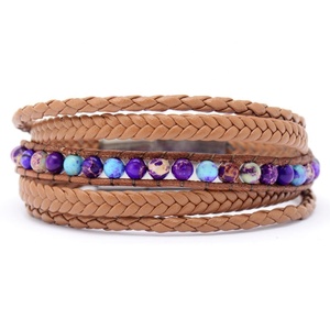 Heren Trending Design Meerlagige Lederen Manchet Armbanden Met Magnetische Sluiting Modieuze Bedelarmbanden - Product Image 3