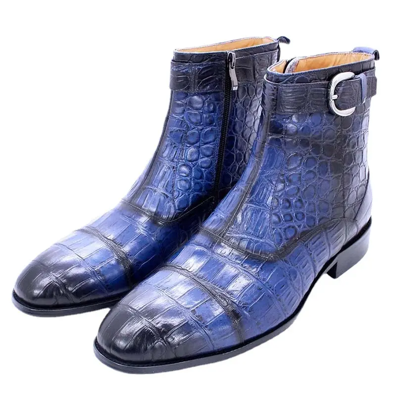 sh12350a Winter high neck formal shoes 2023 leather cowboy ankle boots for men